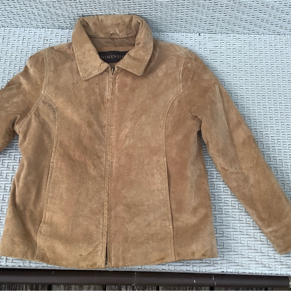 DIMENSIONS Tan Suede Jacket 2X 10 years EUC
